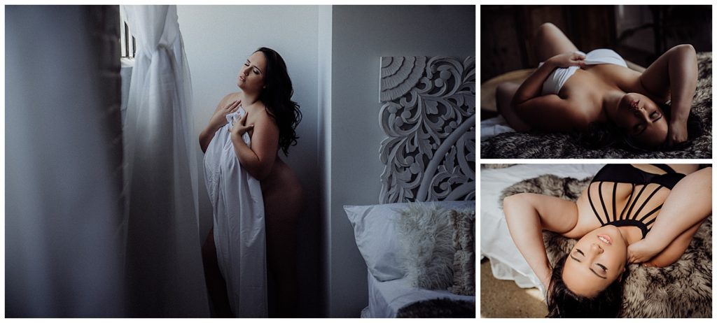 white sheet boudoir photos